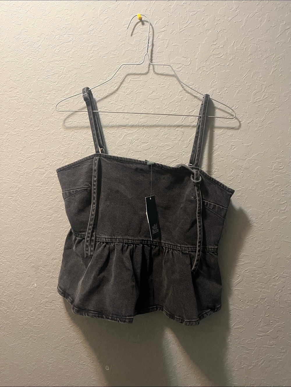 wild fable Black Washed Denim Peplum Camisole